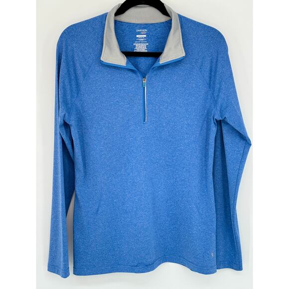 Danskin NOW Semi Fitted Half Zip Long Sleeve Athletic Top Blue size L/G (12/14) - Picture 1 of 5